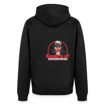 Katze Bäcker Hobbybäcker Konditorei Kekse - Unisex Premium Bio Zip Hoodie - Schwarz - Hinten - Nico (187cm)