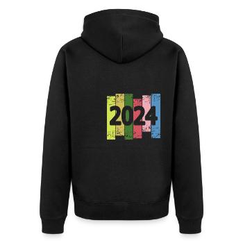 Funny 2024 - Unisex Premium Organic Zip Hoodie - black - Back - Nico (187cm)