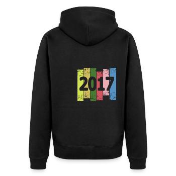 Year: 2017 - Unisex Premium Organic Zip Hoodie - black - Back - Nico (187cm)