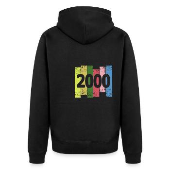 2000 - Unisex Premium Bio Zip Hoodie - Schwarz - Hinten - Nico (187cm)