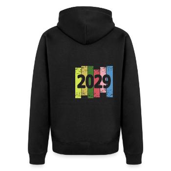 2029 - Unisex Premium Bio Zip Hoodie - Schwarz - Hinten - Nico (187cm)