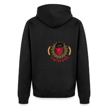 Kettlebell Gym Muskelaufbau Training Fitness - Unisex Premium Bio Zip Hoodie - Schwarz - Hinten - Nico (187cm)
