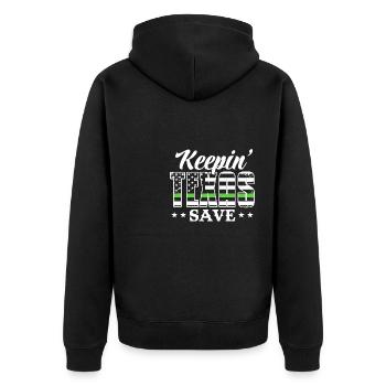 Keepin' Texas Save Patriotic Border Patrol Law - Unisex Premium Organic Zip Hoodie - black - Back - Nico (187cm)