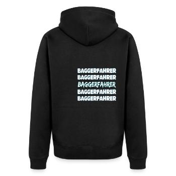 Job Baggerfahrer - Unisex Premium Bio Zip Hoodie - Schwarz - Hinten - Nico (187cm)