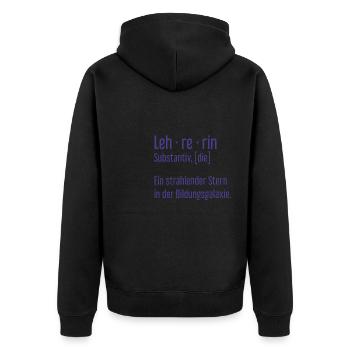 Lehrerin Lehrerinnen Schule Pädagogin Unterricht - Unisex Premium Bio Zip Hoodie - Schwarz - Hinten - Nico (187cm)