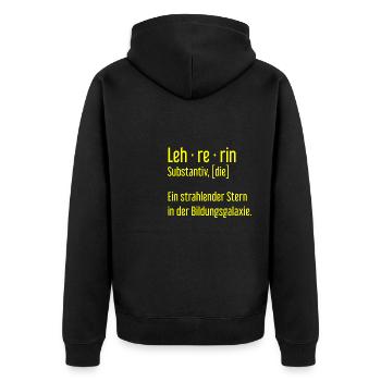 Lehrerin Lehrerinnen Schule Pädagogin Unterricht - Unisex Premium Bio Zip Hoodie - Schwarz - Hinten - Nico (187cm)
