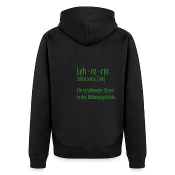 Lehrerin Lehrerinnen Schule Pädagogin Unterricht - Unisex Premium Bio Zip Hoodie - Schwarz - Hinten - Nico (187cm)