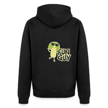 Guy Fun Fungi Mushroom - Unisex Premium Bio Zip Hoodie - Schwarz - Hinten - Nico (187cm)