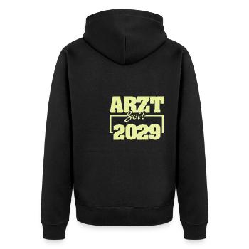 2029 - Unisex Premium Bio Zip Hoodie - Schwarz - Hinten - Nico (187cm)