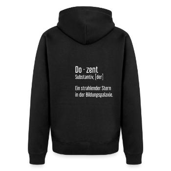 Dozent Dozenten Schule Pädagoge Unterricht - Unisex Premium Bio Zip Hoodie - Schwarz - Hinten - Nico (187cm)