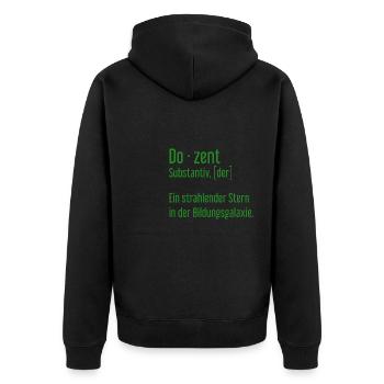 Dozent Dozenten Schule Pädagoge Unterricht - Unisex Premium Bio Zip Hoodie - Schwarz - Hinten - Nico (187cm)