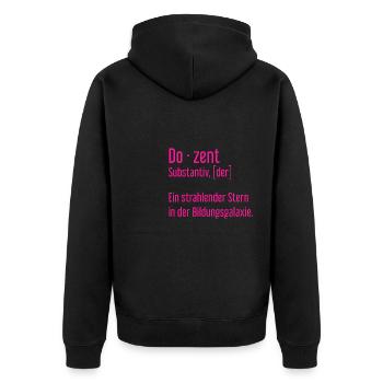 Dozent Dozenten Schule Pädagoge Unterricht - Unisex Premium Bio Zip Hoodie - Schwarz - Hinten - Nico (187cm)
