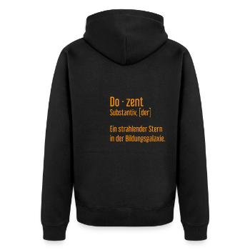 Dozent Dozenten Schule Pädagoge Unterricht - Unisex Premium Bio Zip Hoodie - Schwarz - Hinten - Nico (187cm)