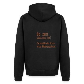 Dozent Dozenten Schule Pädagoge Unterricht - Unisex Premium Bio Zip Hoodie - Schwarz - Hinten - Nico (187cm)