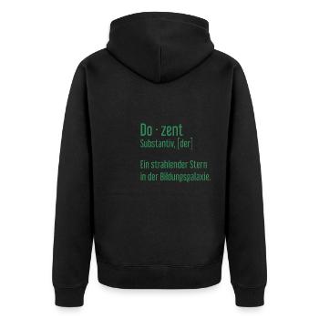 Dozent Dozenten Schule Pädagoge Unterricht - Unisex Premium Bio Zip Hoodie - Schwarz - Hinten - Nico (187cm)