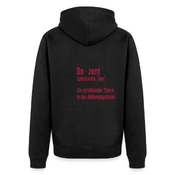Dozent Dozenten Schule Pädagoge Unterricht - Unisex Premium Bio Zip Hoodie - Schwarz - Hinten - Nico (187cm)