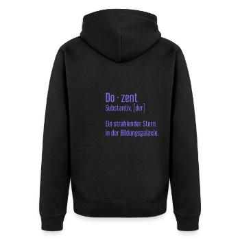 Dozent Dozenten Schule Pädagoge Unterricht - Unisex Premium Bio Zip Hoodie - Schwarz - Hinten - Nico (187cm)
