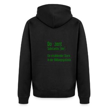 Dozent Dozenten Schule Pädagoge Unterricht - Unisex Premium Bio Zip Hoodie - Schwarz - Hinten - Nico (187cm)