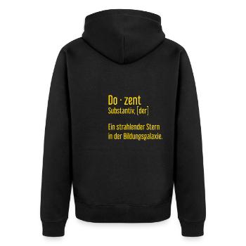 Dozent Dozenten Schule Pädagoge Unterricht - Unisex Premium Bio Zip Hoodie - Schwarz - Hinten - Nico (187cm)