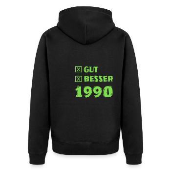 1990 - Unisex Premium Organic Zip Hoodie - black - Back - Nico (187cm)