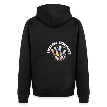 Spécialiste de l’emmaillotage Travail et accouchement post-partum - Veste à capuche bio Premium Unisexe - noir - Dos - Nico (187cm)