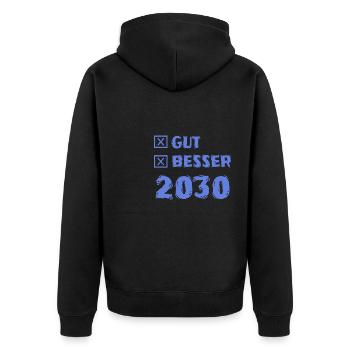 2030 - Unisex Premium Bio Zip Hoodie - Schwarz - Hinten - Nico (187cm)