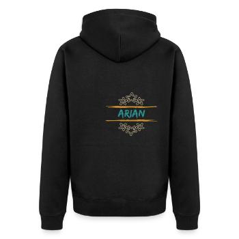 Arian as Arian - Unisex Premium Organic Zip Hoodie - black - Back - Nico (187cm)
