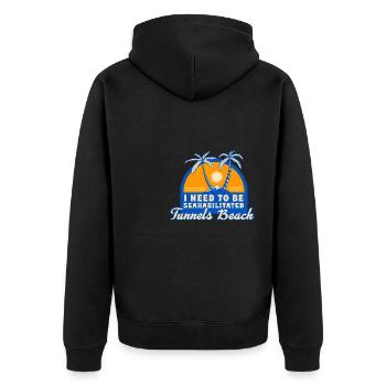 I Need To Be Seahabilitated Tunnels Beach Summer - Unisex Premium Bio Zip Hoodie - Schwarz - Hinten - Nico (187cm)