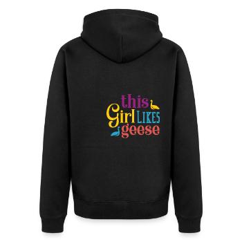 Mädchen mag Gänse Vogel Wildlife Cute Gans - Unisex Premium Bio Zip Hoodie - Schwarz - Hinten - Nico (187cm)