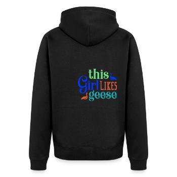 Mädchen mag Gänse Natur Wildtiere Nette Gans - Unisex Premium Bio Zip Hoodie - Schwarz - Hinten - Nico (187cm)