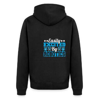 Funny Droid Builder Easily Excited By Robotics Bui - Unisex Premium Bio Zip Hoodie - Schwarz - Hinten - Nico (187cm)