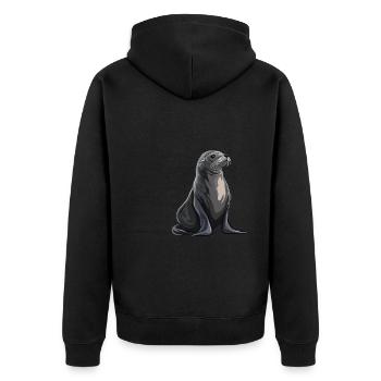 Sea Lions Sea Lion - Unisex Premium Organic Zip Hoodie - black - Back - Nico (187cm)