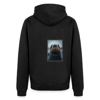 Sea Lions Sea Lion - Unisex Premium Organic Zip Hoodie - black - Back - Nico (187cm)