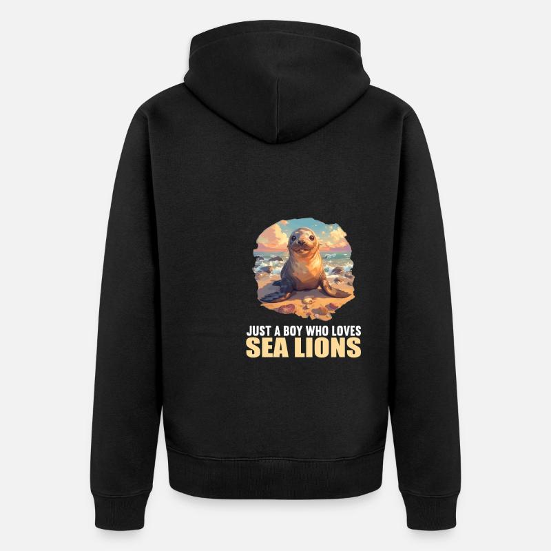 Seelöwen Seelöwe - Unisex Premium Bio Zip Hoodie - Schwarz