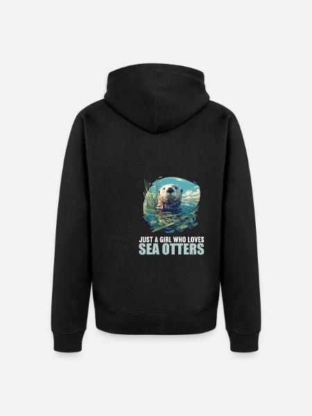 Sea otter - Unisex Premium Organic Zip Hoodie - black