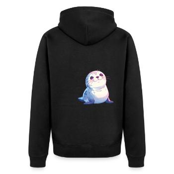 Seals, Seal - Unisex Premium Organic Zip Hoodie - black - Back - Nico (187cm)