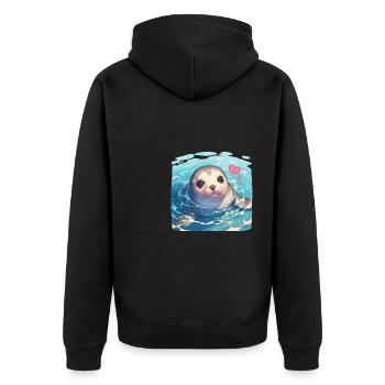 Seals, Seal - Unisex Premium Organic Zip Hoodie - black - Back - Nico (187cm)