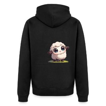 Schafe Schaf - Unisex Premium Bio Zip Hoodie - Schwarz - Hinten - Nico (187cm)