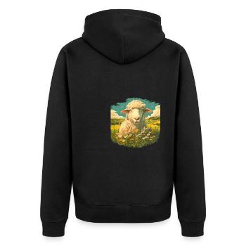 Schafe Schaf - Unisex Premium Bio Zip Hoodie - Schwarz - Hinten - Nico (187cm)