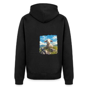 Schafe Schaf - Unisex Premium Bio Zip Hoodie - Schwarz - Hinten - Nico (187cm)