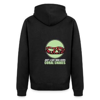 Coral snakes Coral snake - Unisex Premium Organic Zip Hoodie - black - Back - Nico (187cm)