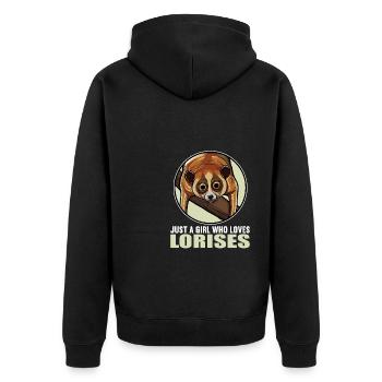 Slow lorises Loris - Unisex Premium Organic Zip Hoodie - black - Back - Nico (187cm)