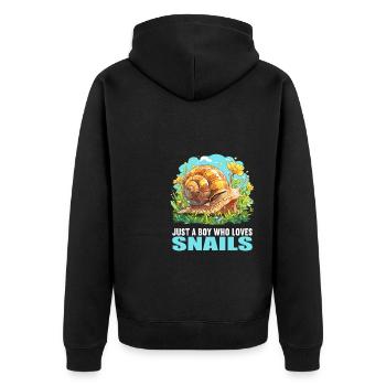 Schnecken Schnecke - Unisex Premium Bio Zip Hoodie - Schwarz - Hinten - Nico (187cm)