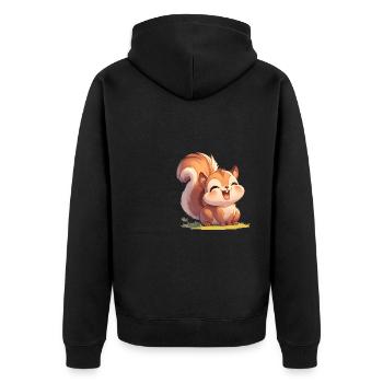 Squirrel - Unisex Premium Organic Zip Hoodie - black - Back - Nico (187cm)