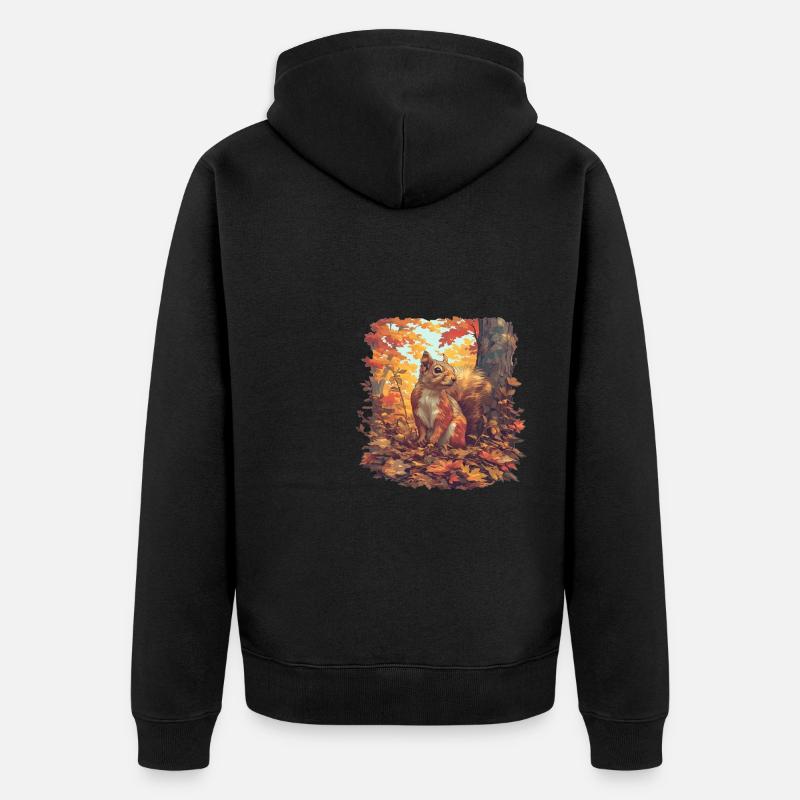 Eichhörnchen - Unisex Premium Bio Zip Hoodie - Schwarz