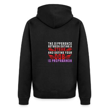 Vegan Fleischlos Tierlieb & Veganer - Unisex Premium Bio Zip Hoodie - Schwarz - Hinten - Nico (187cm)