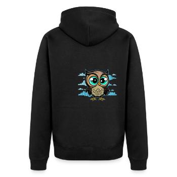 Junge mag Eulen Wildtiere Tiere Wald Wildnis - Unisex Premium Bio Zip Hoodie - Schwarz - Hinten - Nico (187cm)