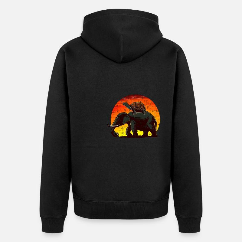 Elephant Turtle Sunset Design - Veste à capuche bio Premium Unisexe - noir