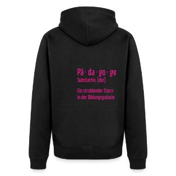 Pädagoge Pädagogen Schule Lehrer Unterricht - Unisex Premium Bio Zip Hoodie - Schwarz - Hinten - Nico (187cm)