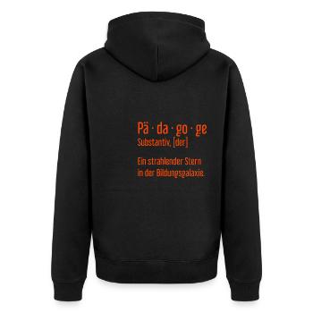 Pädagoge Pädagogen Schule Lehrer Unterricht - Unisex Premium Bio Zip Hoodie - Schwarz - Hinten - Nico (187cm)